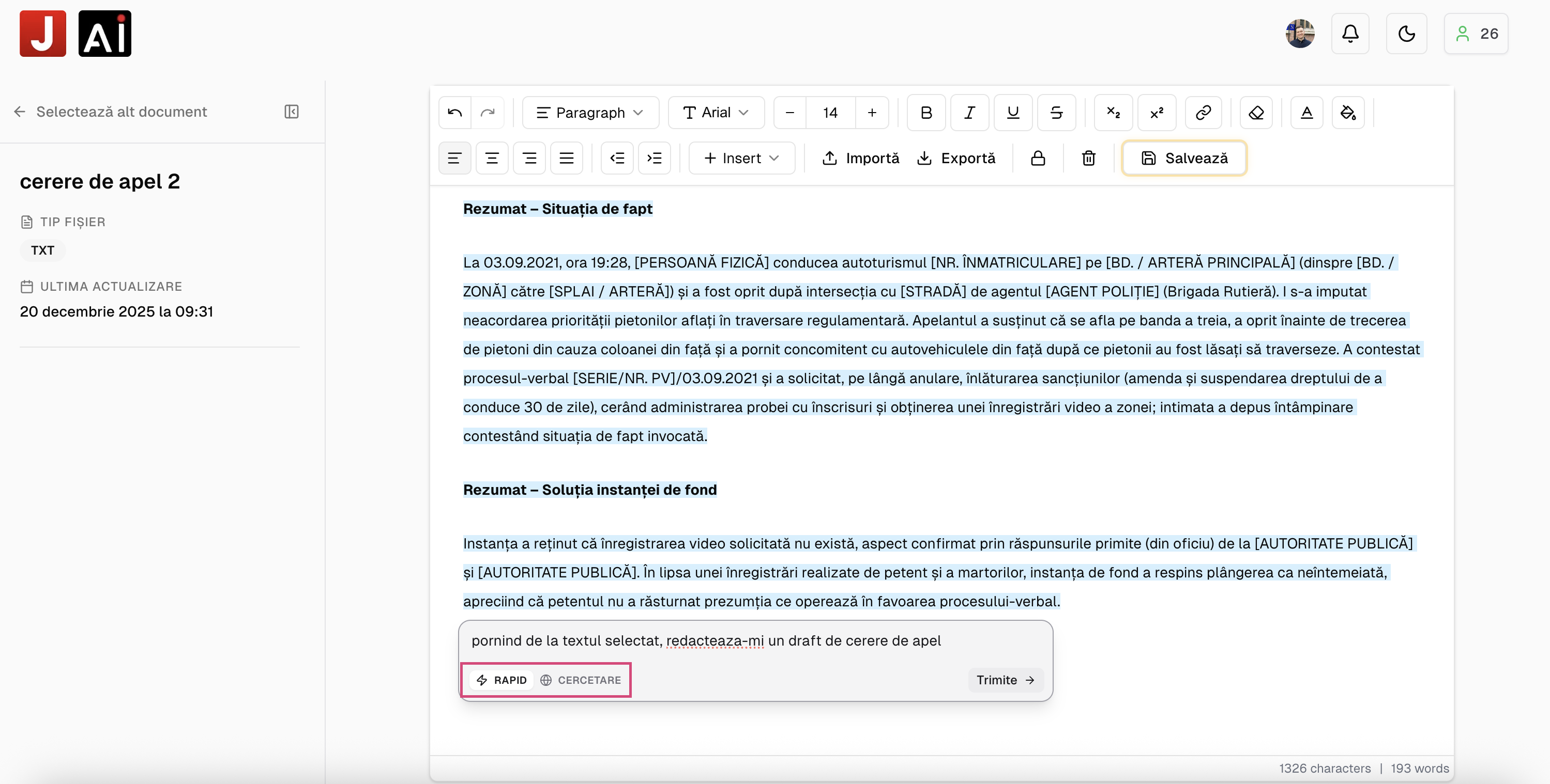 Fereastra de chat a editorului