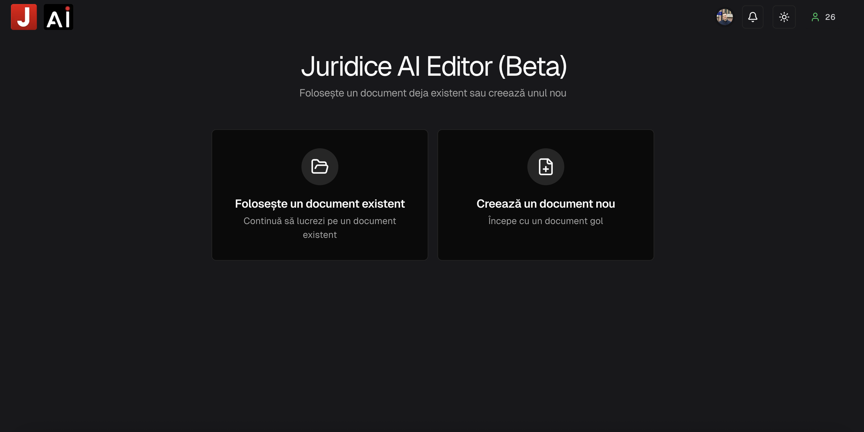 Pagina principală Editor Juridice AI