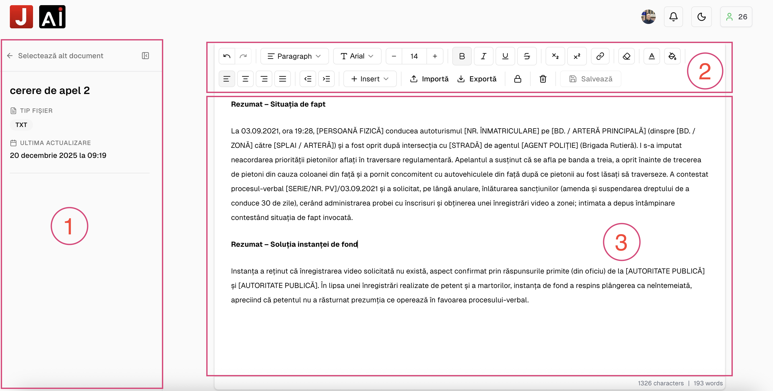 Interfața Editorului - Zone Principale