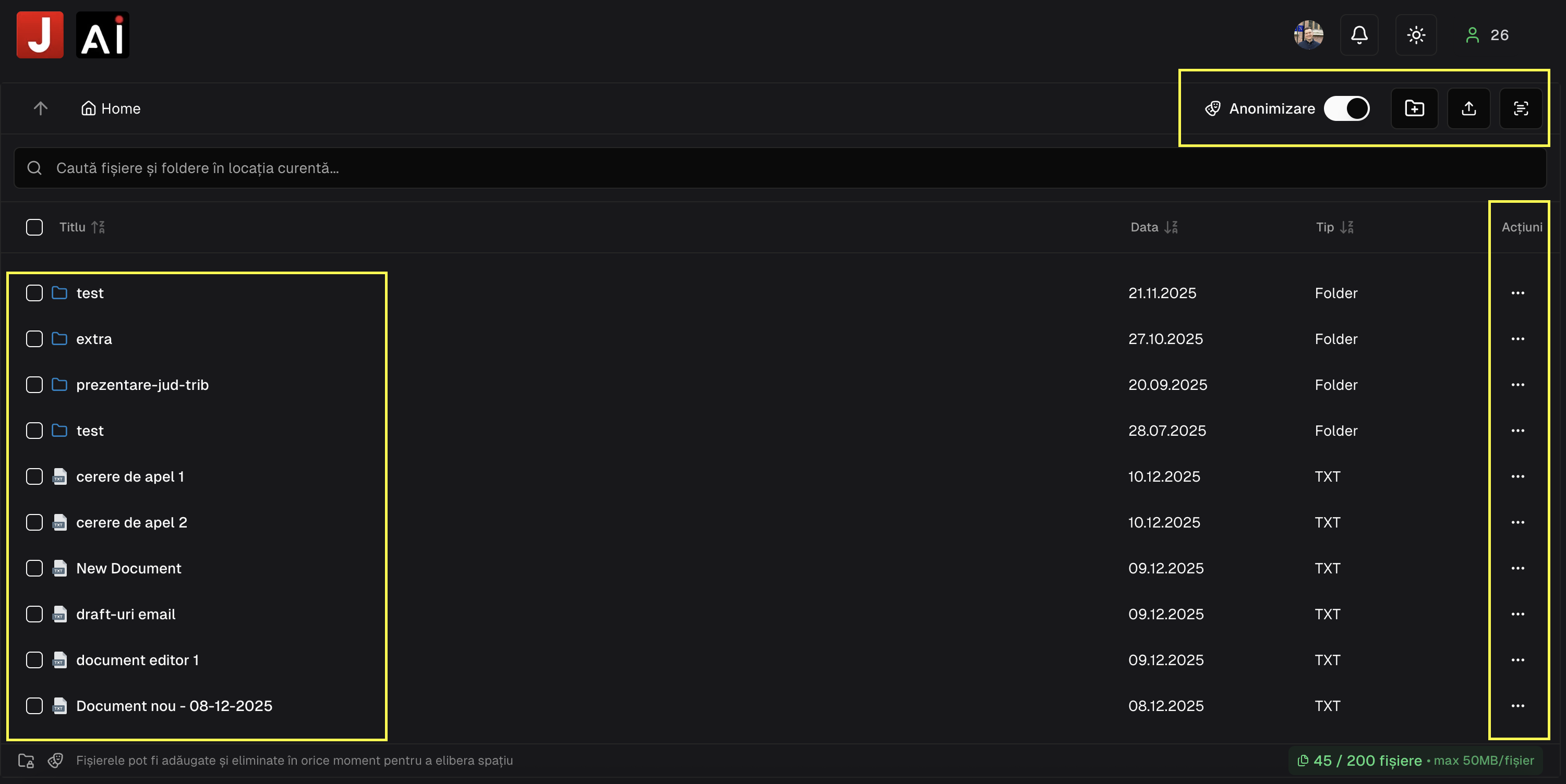 Gestionare fișiere admin