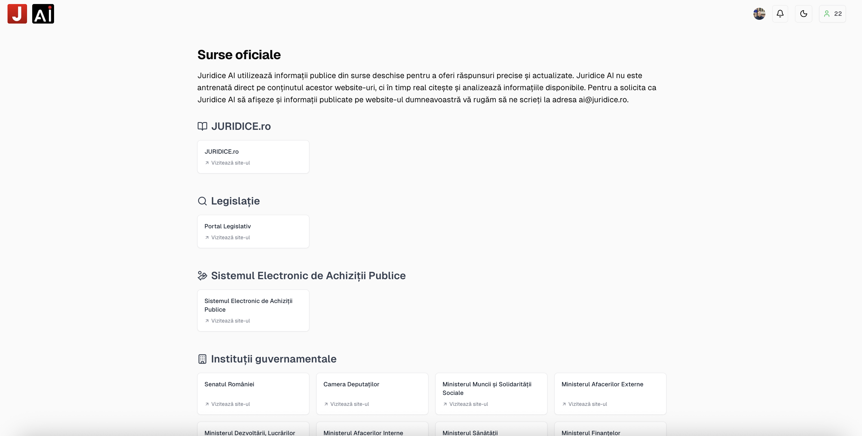 Surse Oficiale Juridice AI