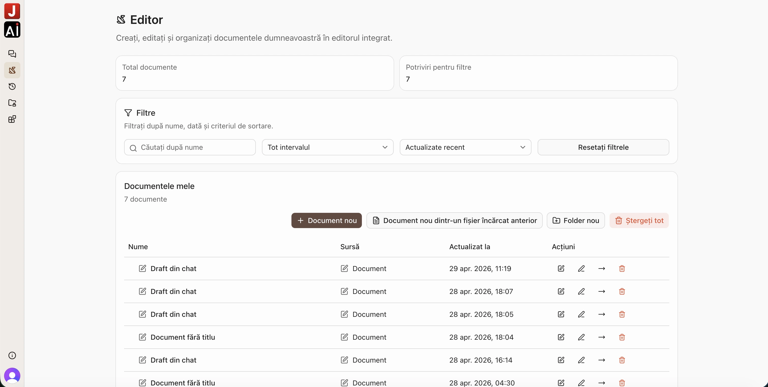 Dashboard Juridice AI Editor