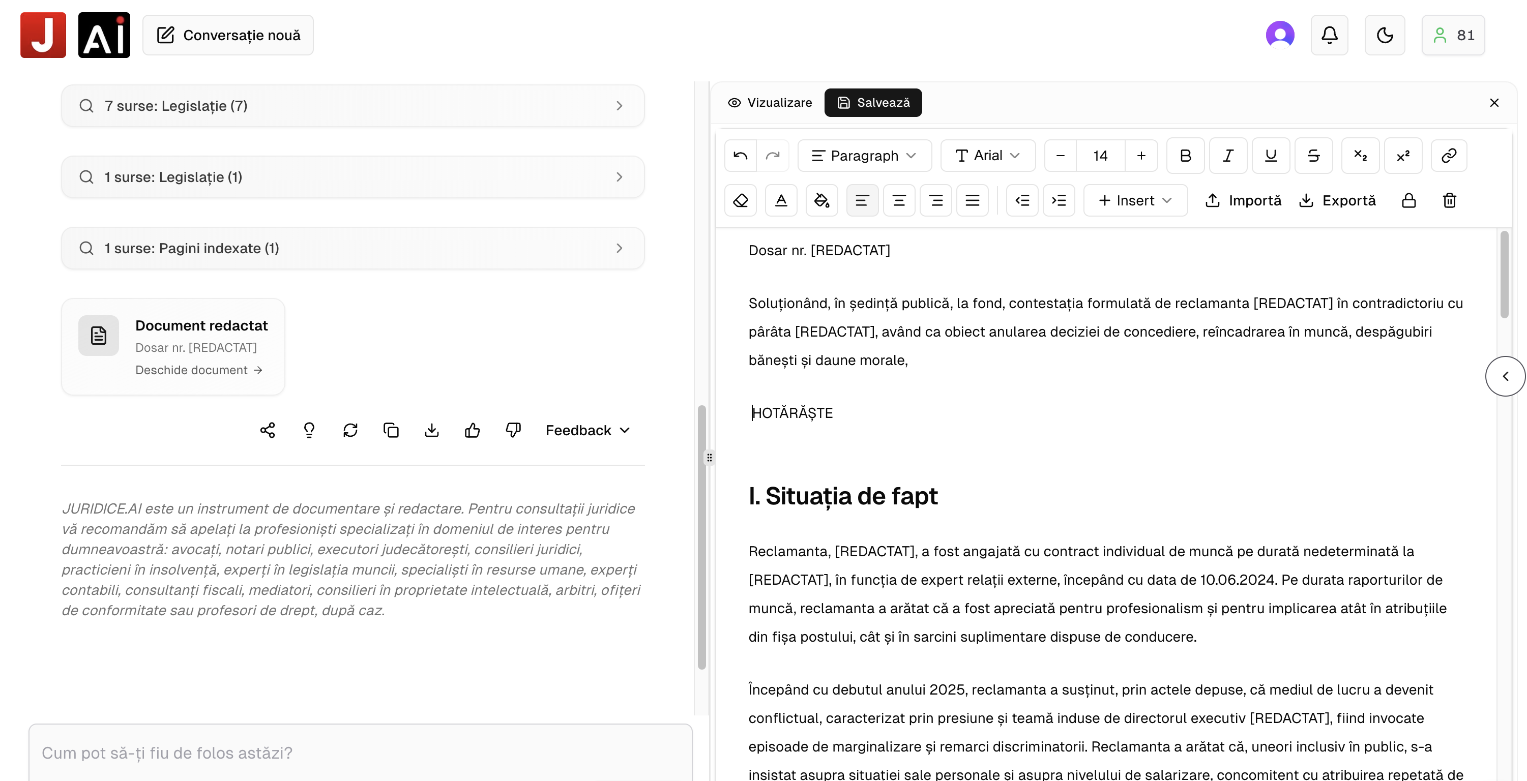 Modul de editare cu bara de instrumente completă